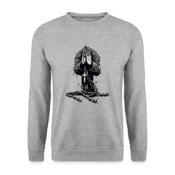Praying hands with rosary - Unisex Sweatshirt - salt & pepper - Front - Alina (178cm) & Michal (187cm)