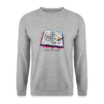 Sketching Drawing Doodling Erasing is my Cardio - Unisex Sweatshirt - salt & pepper - Front - Alina (178cm) & Michal (187cm)