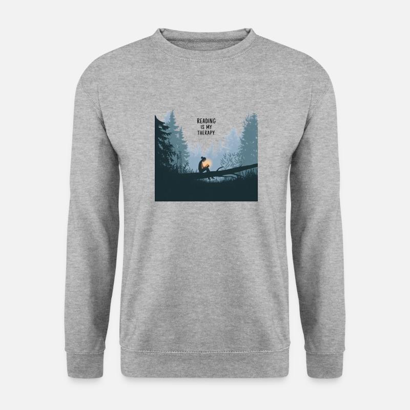 Reading is My Therapy – Bücher & Entspannung - Unisex Pullover - Weißgrau meliert