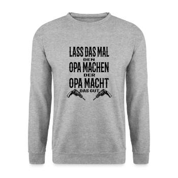 Opa - Unisex Pullover - Weißgrau meliert - Vorne - Alina (178cm) & Michal (187cm)