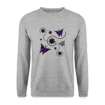 Schmetterling Frühling - Unisex Pullover - Weißgrau meliert - Vorne - Alina (178cm) & Michal (187cm)