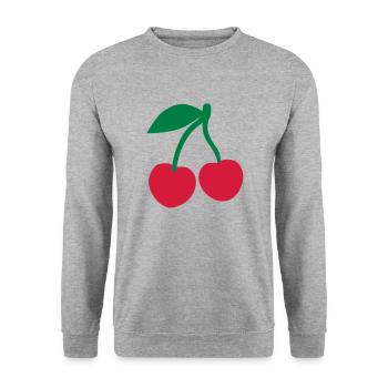 Kirsche - Unisex Pullover - Weißgrau meliert - Vorne - Alina (178cm) & Michal (187cm)