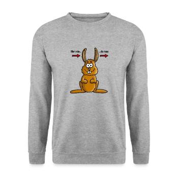 hase_02_e - Sweat-shirt Unisexe - gris chiné - Devant - Alina (178cm) & Michal (187cm)