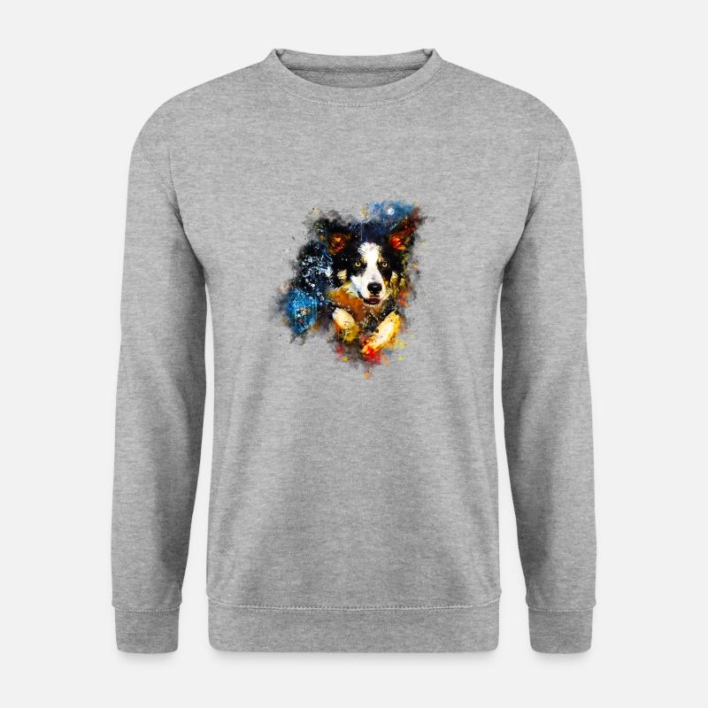 gxp border collie springt im wasser wasserfarbe - Unisex Pullover - Weißgrau meliert