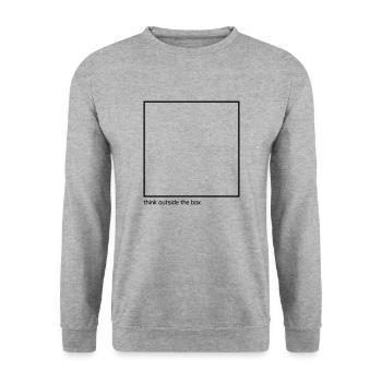 Think outside the box - Shirt für Kreative Denker - Unisex Pullover - Weißgrau meliert - Vorne - Alina (178cm) & Michal (187cm)