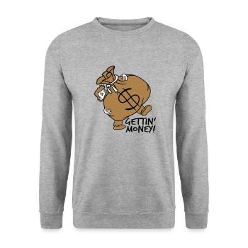 gettin money tragen schwer dollar symbol zeichen g - Unisex Pullover - Weißgrau meliert - Vorne - Alina (178cm) & Michal (187cm)