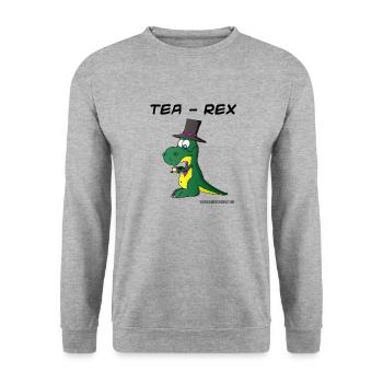 Tea-Rex - Unisex Pullover - Weißgrau meliert - Vorne - Alina (178cm) & Michal (187cm)