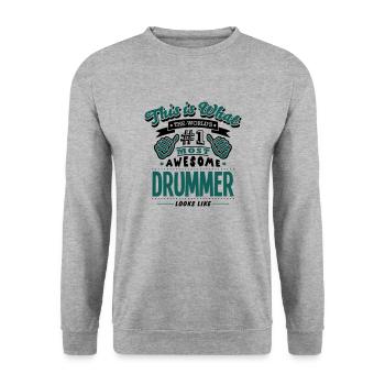 drummer world no1 most awesome copy - Unisex Sweatshirt - salt & pepper - Front - Alina (178cm) & Michal (187cm)