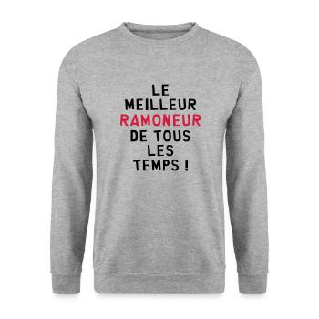 Ramoneur / Ramoner / Cheminée / Artisan - Sweat-shirt Unisexe - gris chiné - Devant - Alina (178cm) & Michal (187cm)