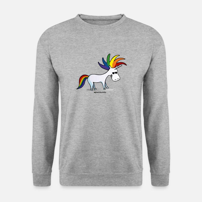 Punk Einhorn, Punky Unicorn, lgbt pride - Unisex Pullover - Weißgrau meliert