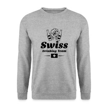 drinking team swiss - Unisex Pullover - Weißgrau meliert - Vorne - Alina (178cm) & Michal (187cm)