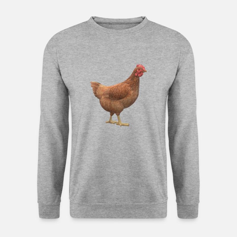 3D Huhn - Unisex Pullover - Weißgrau meliert