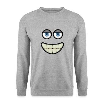 Visage souriant drôle avec des yeux et de grandes dents - Sweat-shirt Unisexe - gris chiné - Devant - Alina (178cm) & Michal (187cm)