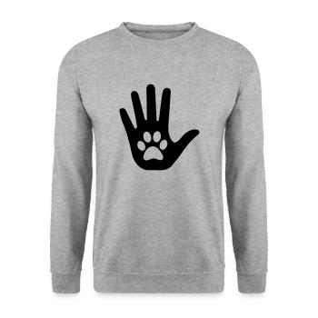 Main avec patte - Sweat-shirt Unisexe - gris chiné - Devant - Alina (178cm) & Michal (187cm)