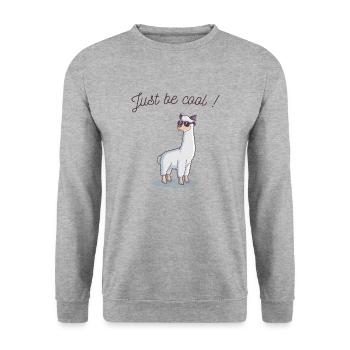 Just be cool! Cool llama - Unisex Sweatshirt - salt & pepper - Front - Alina (178cm) & Michal (187cm)