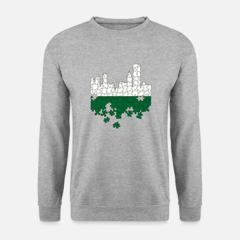Sachsen Flagge Sächsische Fahne Ossi Urlaub SN - Unisex Pullover - Weißgrau meliert