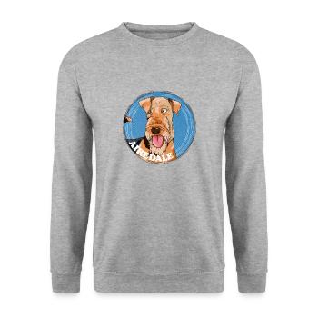 Airedale Terrier - Sweat-shirt Unisexe - gris chiné - Devant - Alina (178cm) & Michal (187cm)