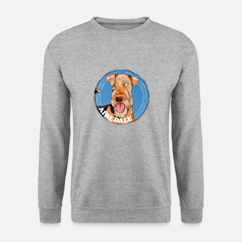 Airedale Terrier - Unisex Pullover - Weißgrau meliert