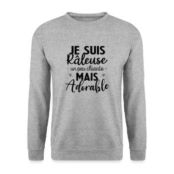 Je suis râleuse un peu chiante mais adorable - Sweat-shirt Unisexe - gris chiné - Devant - Alina (178cm) & Michal (187cm)