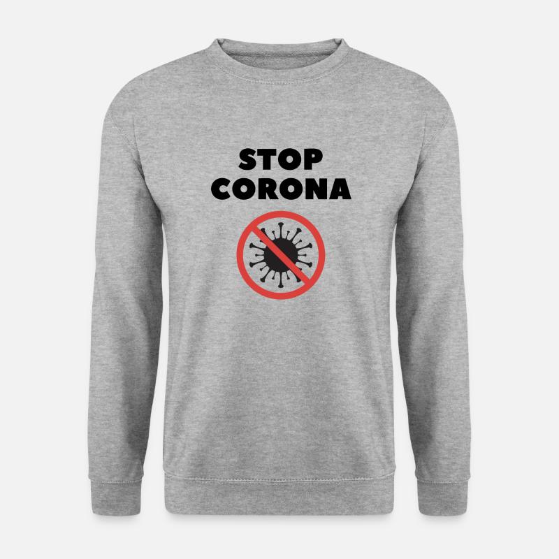 STOP CORONA - Unisex Pullover - Weißgrau meliert