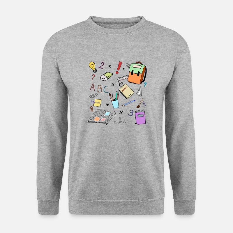 SCHULE Zeichnung - Unisex Pullover - Weißgrau meliert