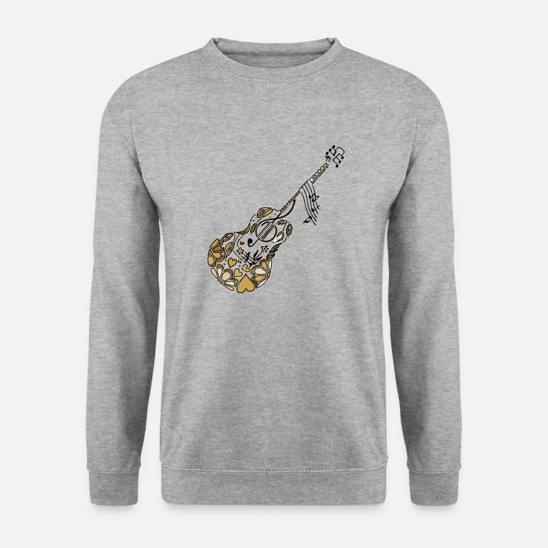 Gitarre - Unisex Pullover - Weißgrau meliert