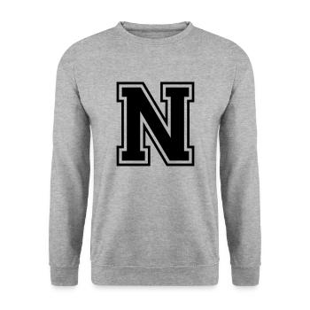 Letter N Team Football Baseball Basketball University - Unisex Sweatshirt - salt & pepper - Front - Alina (178cm) & Michal (187cm)