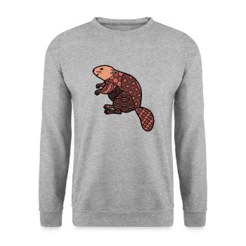 ZenDoodle "Beaver" - Unisex Sweatshirt - salt & pepper - Front - Alina (178cm) & Michal (187cm)