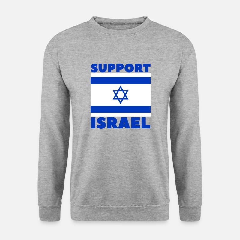 Support Israel - Unisex Pullover - Weißgrau meliert
