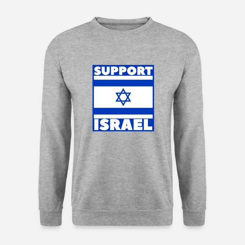 Support Israel - Unisex Pullover - Weißgrau meliert