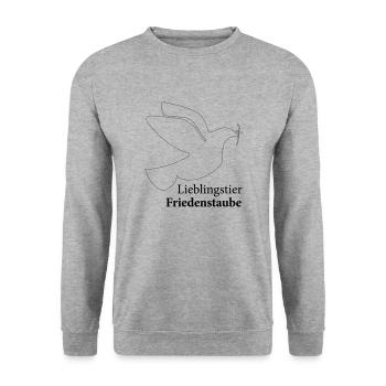 No War Krieg in der Ukraine Friedenstaube - Unisex Pullover - Weißgrau meliert - Vorne - Alina (178cm) & Michal (187cm)