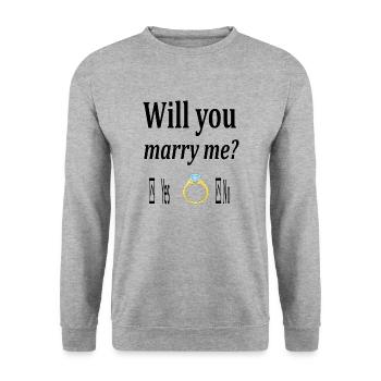 Will you marry me - Sweat-shirt Unisexe - gris chiné - Devant - Alina (178cm) & Michal (187cm)