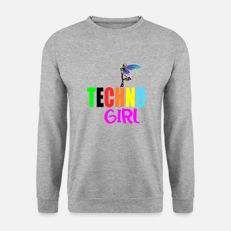 Techno-Mädchen - Unisex Pullover - Weißgrau meliert