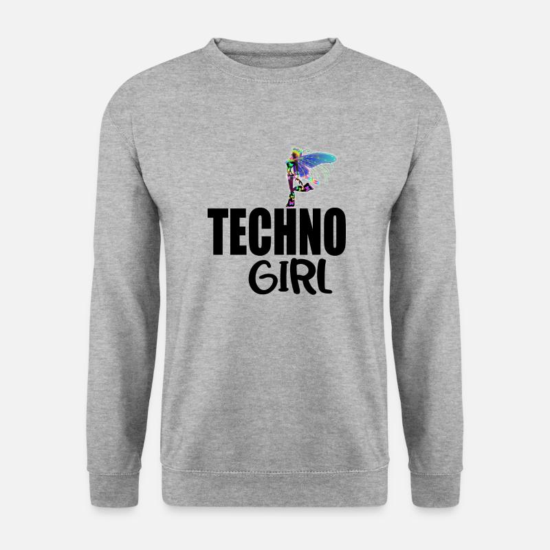 Techno-Mädchen - Unisex Pullover - Weißgrau meliert