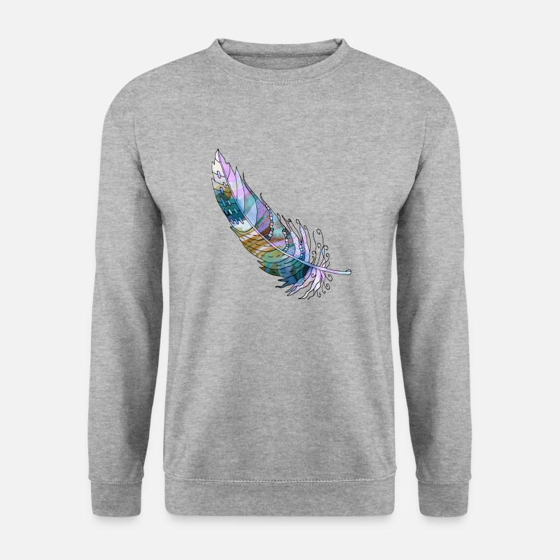 Feder - Unisex Pullover - Weißgrau meliert