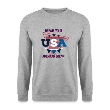 Dream your american Dream - Unisex Pullover - Weißgrau meliert - Vorne - Alina (178cm) & Michal (187cm)
