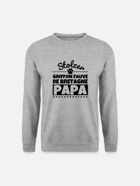 Griffon Fauve de Bretagne lustig Herrchen Hund - Unisex Pullover - Weißgrau meliert
