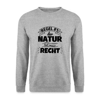 Natur Geschenke – Hat immer Recht - Unisex Pullover - Weißgrau meliert - Vorne - Alina (178cm) & Michal (187cm)