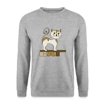 Cat - Unisex Sweatshirt - salt & pepper - Front - Alina (178cm) & Michal (187cm)