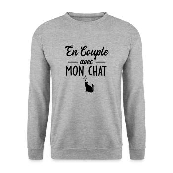 en couple avec mon chat / humour chat - Sweat-shirt Unisexe - gris chiné - Devant - Alina (178cm) & Michal (187cm)