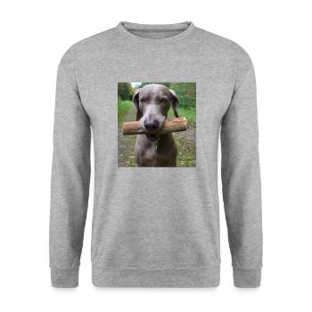 Delta mit Stöckchen - Unisex Pullover - Weißgrau meliert - Vorne - Alina (178cm) & Michal (187cm)