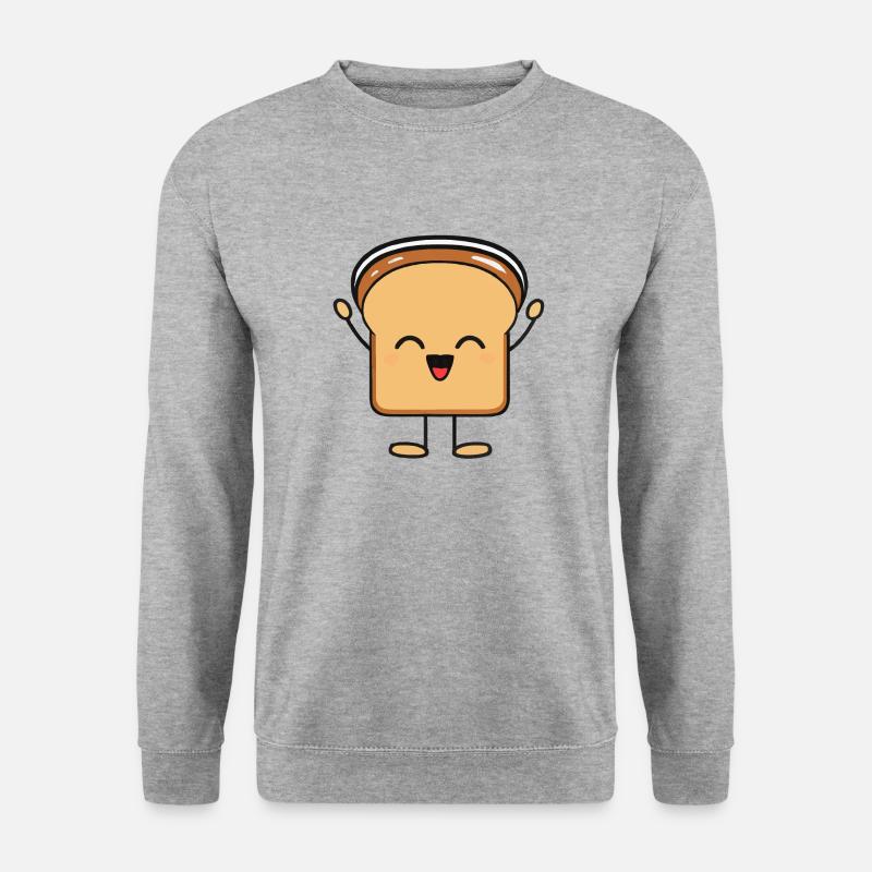 Brot Toast mit Gesicht Lustig Geschenkidee - Unisex Pullover - Weißgrau meliert
