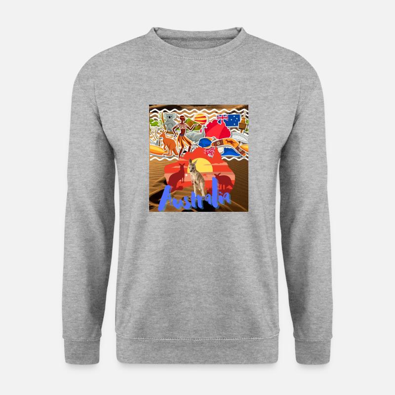 Australien, Känguru. - Unisex Pullover - Weißgrau meliert