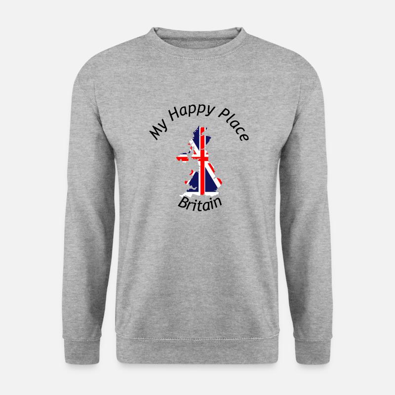 My happy place: Britain - Unisex Pullover - Weißgrau meliert