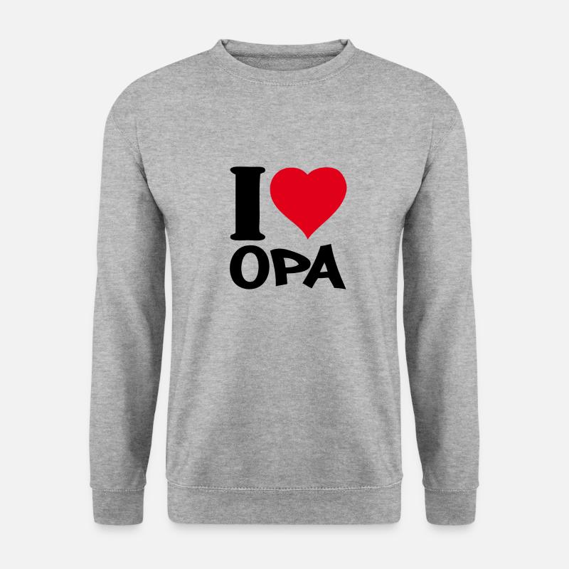 i love Opa - Unisex Pullover - Weißgrau meliert