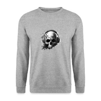 Skeleton head gamer geek gift - Unisex Sweatshirt - salt & pepper - Front - Alina (178cm) & Michal (187cm)