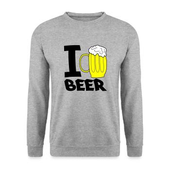 i love beer - Unisex Sweatshirt - salt & pepper - Front - Alina (178cm) & Michal (187cm)