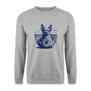 Dog in an egg - Unisex Sweatshirt - salt & pepper - Front - Alina (178cm) & Michal (187cm)
