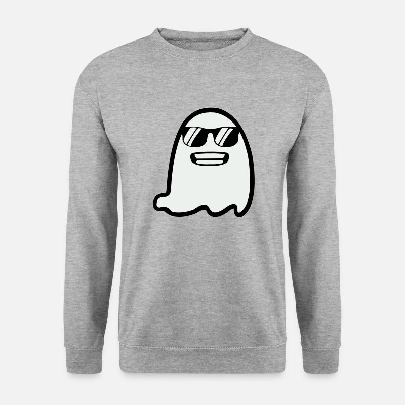 Ghost with Sunglasses - Unisex Pullover - Weißgrau meliert