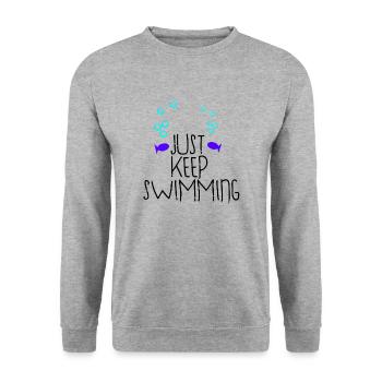 Just Keep Swimming - un design pour tout le monde! - Sweat-shirt Unisexe - gris chiné - Devant - Alina (178cm) & Michal (187cm)